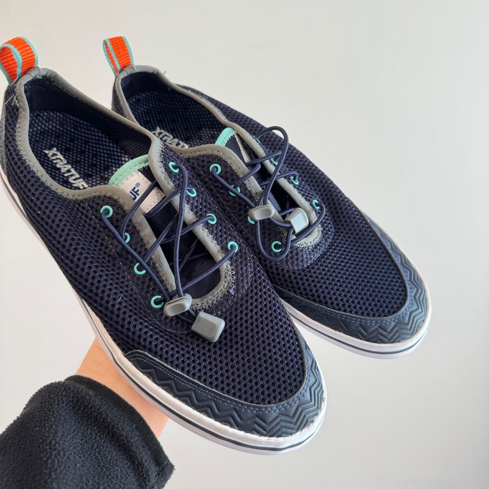 XTRATUF Mens Riptide Deck Shoes Navy Blue Mesh Boat‎ Shoes XMR-201 Size 8.5